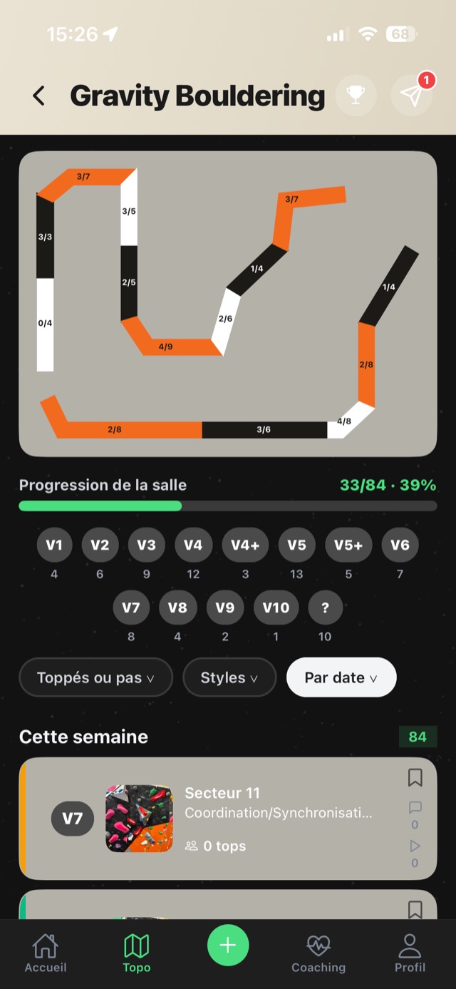 Les topos de ta salle dans l'appli Tokay